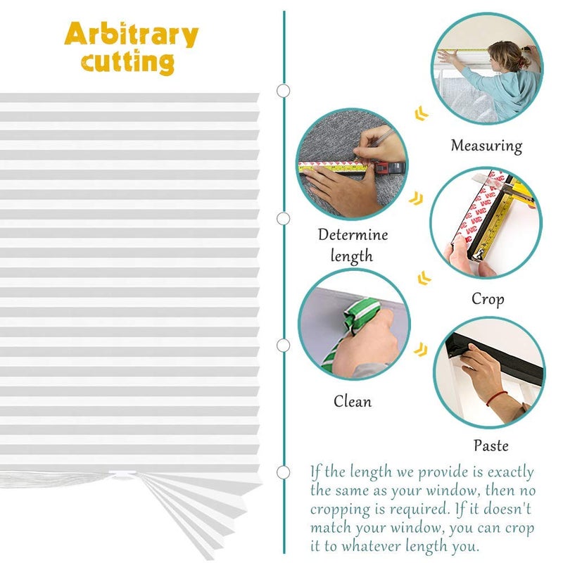 SEEYE Light Filtering Temporary Blinds Cordless Shades Fabric Pleated Fabric Shade Easy to Cut and Install, 36" W x 72" L - 2 Pack, White, with 4 Clips - Image 5
